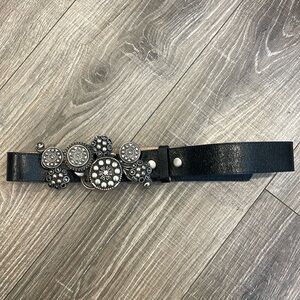 Leatherock Black Belt with Silver Accents